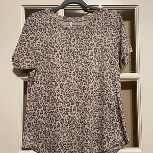 Z Supply Leopard Print Short Sleeve Top - Cream and Black